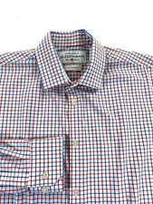 Mizzen + Main Leeward Collection Men Standard Stretch Red Blue Check Shirt Large