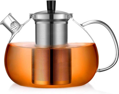 67Oz XL Large Glass Teapot with Infuser Stovetop Safe, Tea Pots for Loose Tea Gl