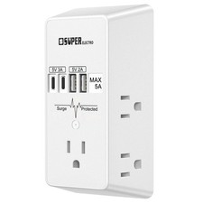 Outlet Extender, USB Wall Charger Surge Protector,5 Outlet Extender with 4 USB C