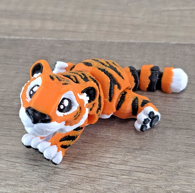 Mini Tiger 3D Printed Articulated Flexi Fidget 4'' Collectible Desk Pet