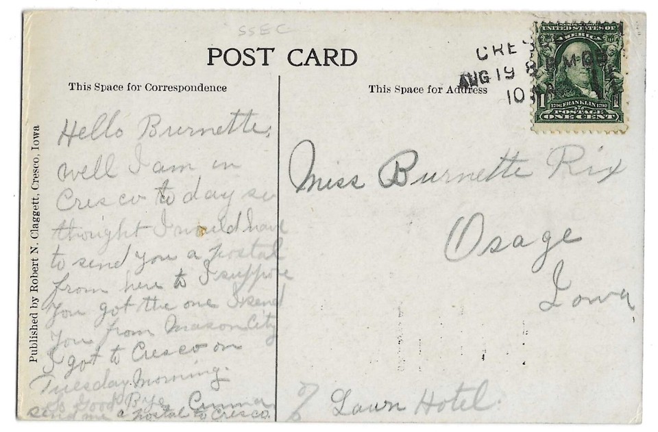 Cresco, IA Iowa, 1909 Postcard, Elm Street Scene with Automobiles eBay