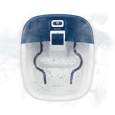 Bubble Bliss Deluxe Foot-Spa with Heat, Massaging Bubbles, Navy Blue
