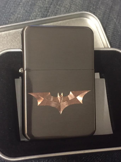 batman cigarette lighter The DARK KNIGHT LIGHTER black ice finish *FREE ENGRAVING* batman bat logo  symbol