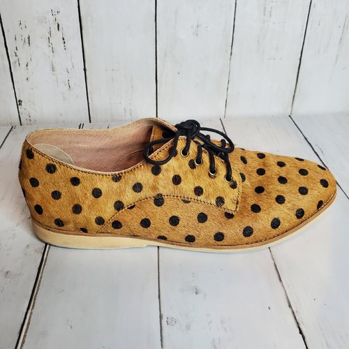 Rollie Australia Derby Polka Dot Pony Hair Leather Shoes Women’s 38 US 7 Lace Up - Picture 2 of 14
