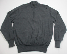 Footjoy Sweater Mens MD Gray Charcoal Knit Wool Lined 1/4 Zip Pullover FJ FLAW 
