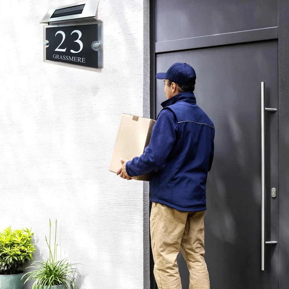 MODERNOS Letreros de Casa Placas Números de Puerta 1 - 9999 Nombre de Calle LUZ SOLAR LED Foto 3 de 4