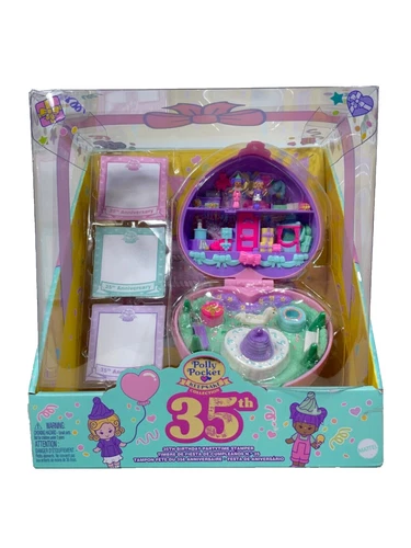 Polly Pocket Keepsake 35th Birthday Party Time Stamper Collector 19 Piece Set