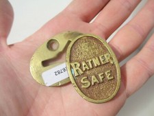 Victorian Brass Safe Keyhole Cover Escutcheon Plate Antique Old Hardware RATNER