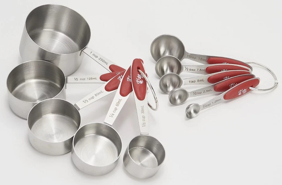 Temptations Classic Stainless Steel 10 Pc Nesting Measuring Cup Spoon Set TAUPE - Image 2 of 2