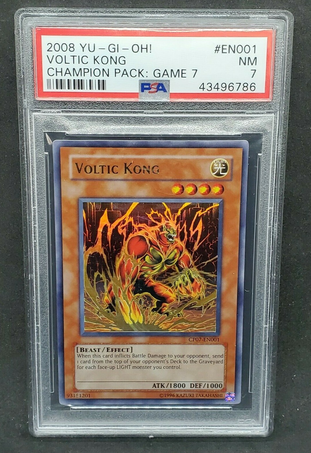 Voltic Kong CP07-EN001 YuGiOh Champion Pack: Game Seven trading card — raw and PSA graded price guide