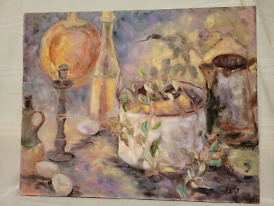 Millie Gift Smith Original 24''x30'' Acrylic Canvas Still Life ''New Among the Old''