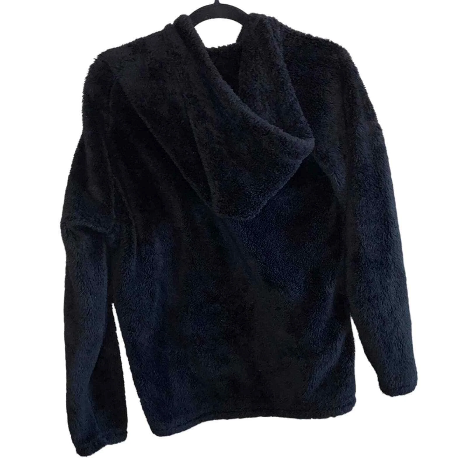 UNDERCOVER Maglione VS rosa fuzzy nero quarto di zip con cappuccio