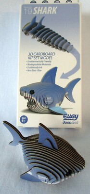 EUGY - 3D BIODEGRADABLE CARDBOARD MODEL! BUILD YOUR OWN PET SHARK! AGE 6+ BNIB