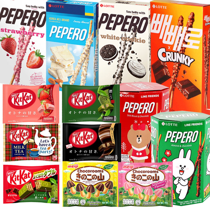 KitKat, Lotte Pepero Assorted Flavors Chocolate Snack Sticks