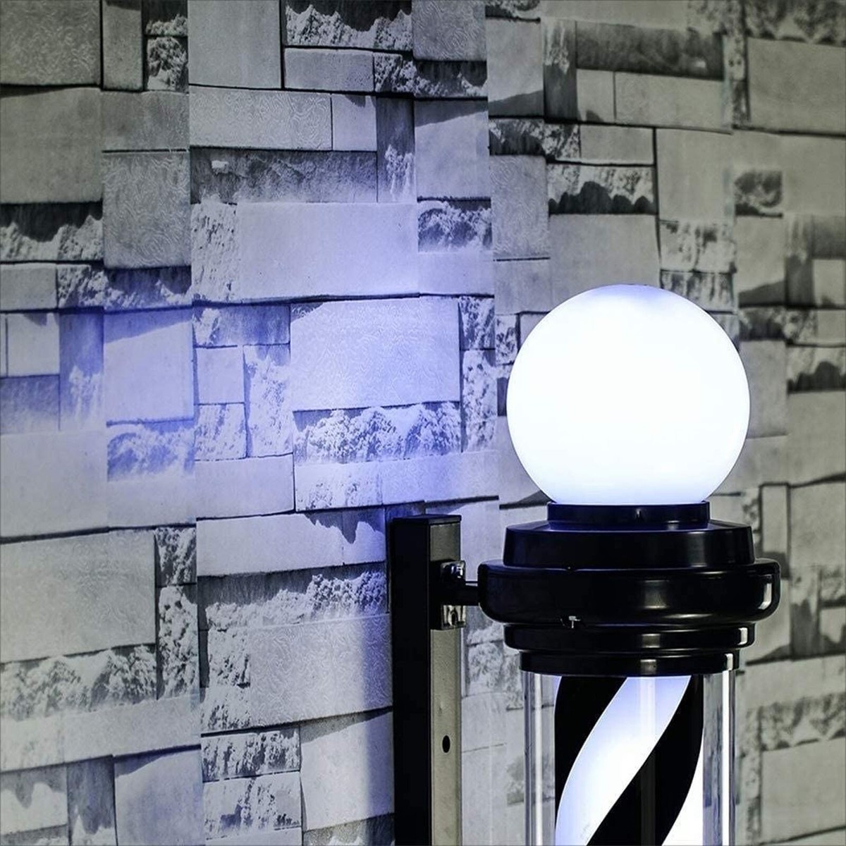 バーバーショップスタイル壁掛けランプ Barber Pole Rotating Light LED Barber Shop Stripes Wall Lamp Hair