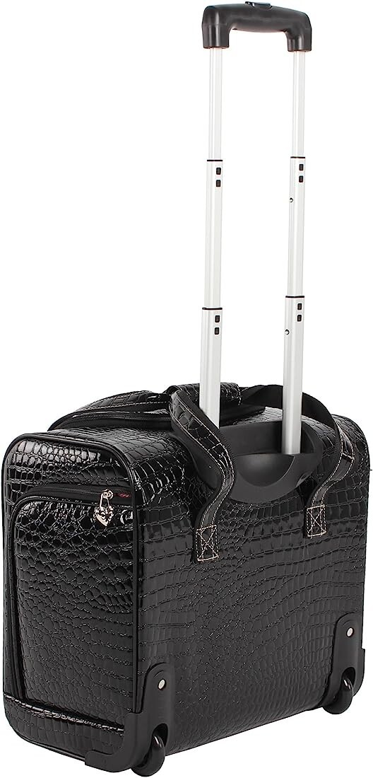 NEW KATHY VAN ZEELAND CROC UNDERSEAT WHEELED BAG 15" CARRYON BLACK