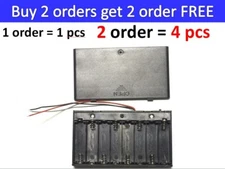 8 AA Slots Battery Spring Clip Holder Case Plastic Storage Box Flat Wires 12V DC