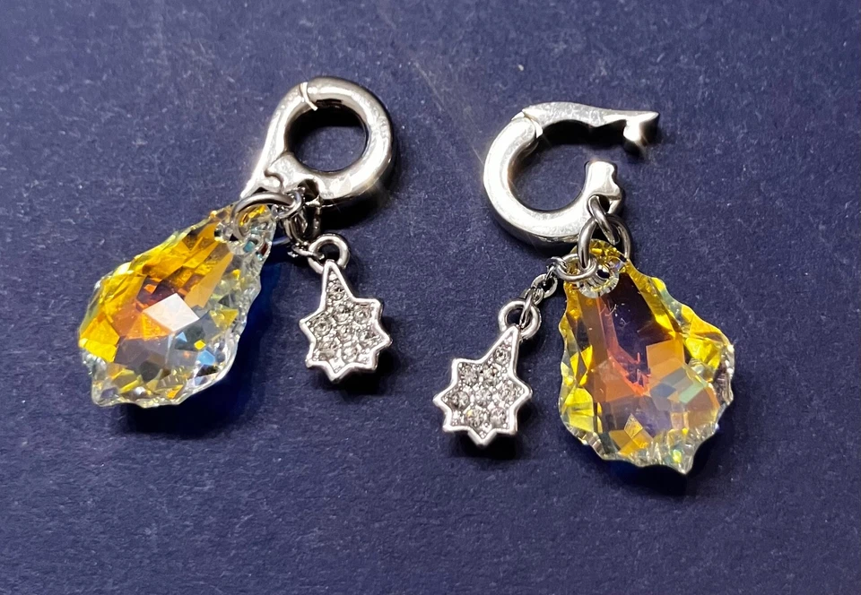 Swarovski Anhänger Paar Sternen-Tropfenform gelblich 2 cm