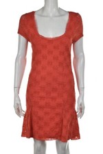 Free People Dress Size M Coral Orange Knee Length Short Sleeve Casual