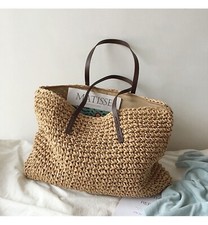 Large Everyday Straw Woven Summer Tote Bag Beach Fashion Handbag Shoulder Purse