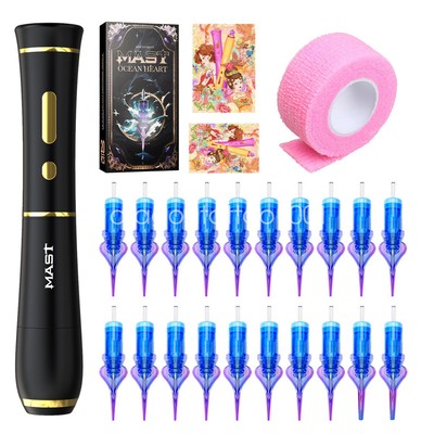 Mast P40 Wireless Tattoo Kit Rotary Pen Machine Cartridges Permanent Makeup SMP
