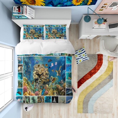 3D Ocean Fish A4322 Bed Pillowcases Quilt Duvet Cover Set Queen King Amy