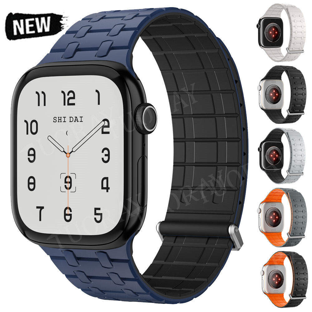 Magnetic Loop Silicone Wristband Strap For Apple Watch Series 10/9/8/7/6/5/Ultra