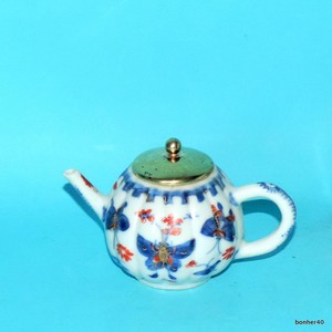 CHINESE EXPORT PORCELAIN 18THC IMARI ANTIQUE KANGXI GILD SILVER COVERED TEAPOT