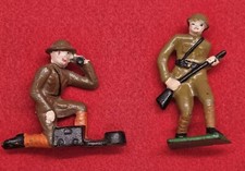 Lot of 2 WW 1 Grey Iron Toy Soldiers Radio Operator