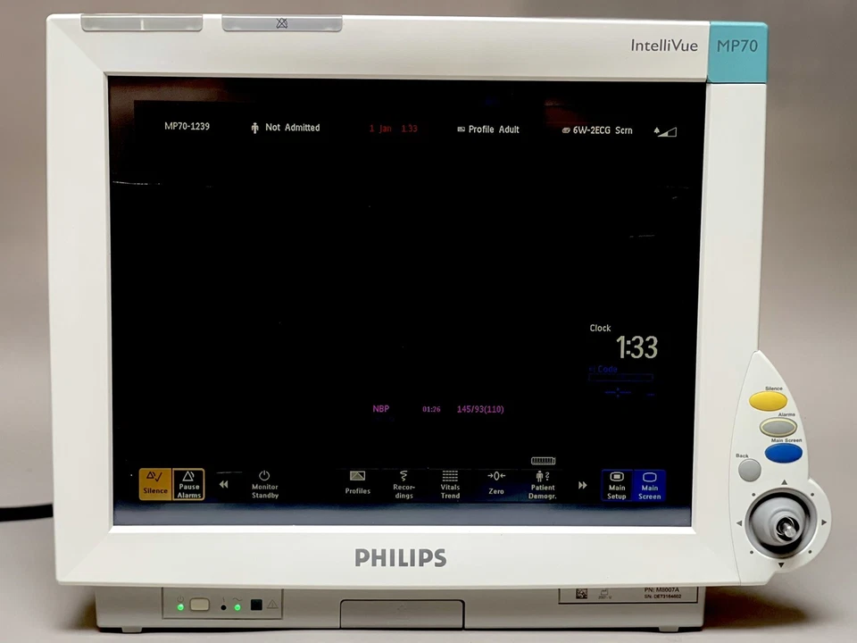 Monitor de pantalla táctil Philips IntelliVue MP70 con conjunto de punto de velocidad - SW Rev: M Foto 3 de 4