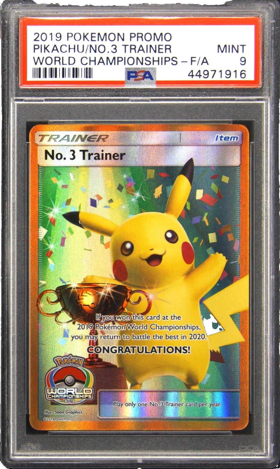 pokemon pikachu trophy card Pokmon Graded - Worldchampionship No 3 2018 - Beckett Trophy Pikachu No. 3 Trainer