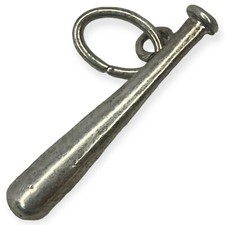 Silver Tone Metal Baseball Bat Team Sports Charm Base Ball Game
