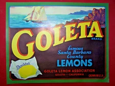 Vintage Goleta Lemon Crate Label 1940's Calif.! Lot of 5 labels!