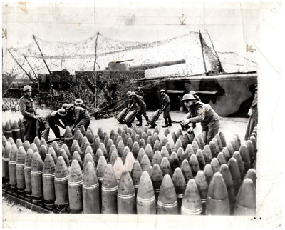 WWII Military Artillery Shells Soldiers Stack Gun Asst Press AP Photo ...