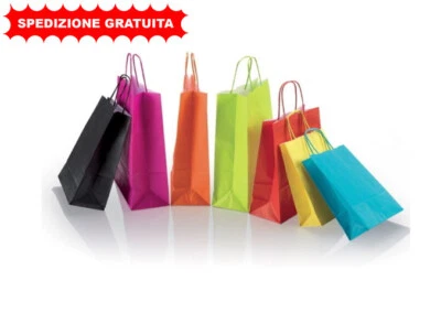 PACK-IN CENTER SRL ® BORSE SHOPPER SACCHETTI DI CARTA COLORATA CON MANIGLIA RITORTA MONOCOLORE
