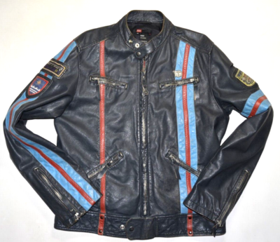 DIESEL HOJE LEATHER CAFE RACER MOTORCYCLE JACKET size L Large