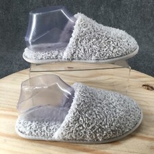 Members Mark Slippers Womens 7-8 M Cozy Mule Flats Comfort Gray Faux Fur Slip On