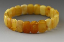 Genuine BALTIC AMBER Egg Yolk White Piece Stretch Unisex Bracelet 10.4g 210816-1