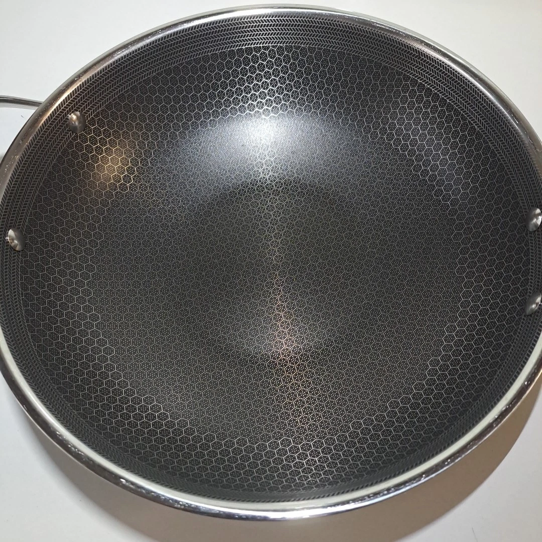 Hexclad Hybrid Cookware Stainless Steel 12" Wok Nonstick Pan With Universal Lid