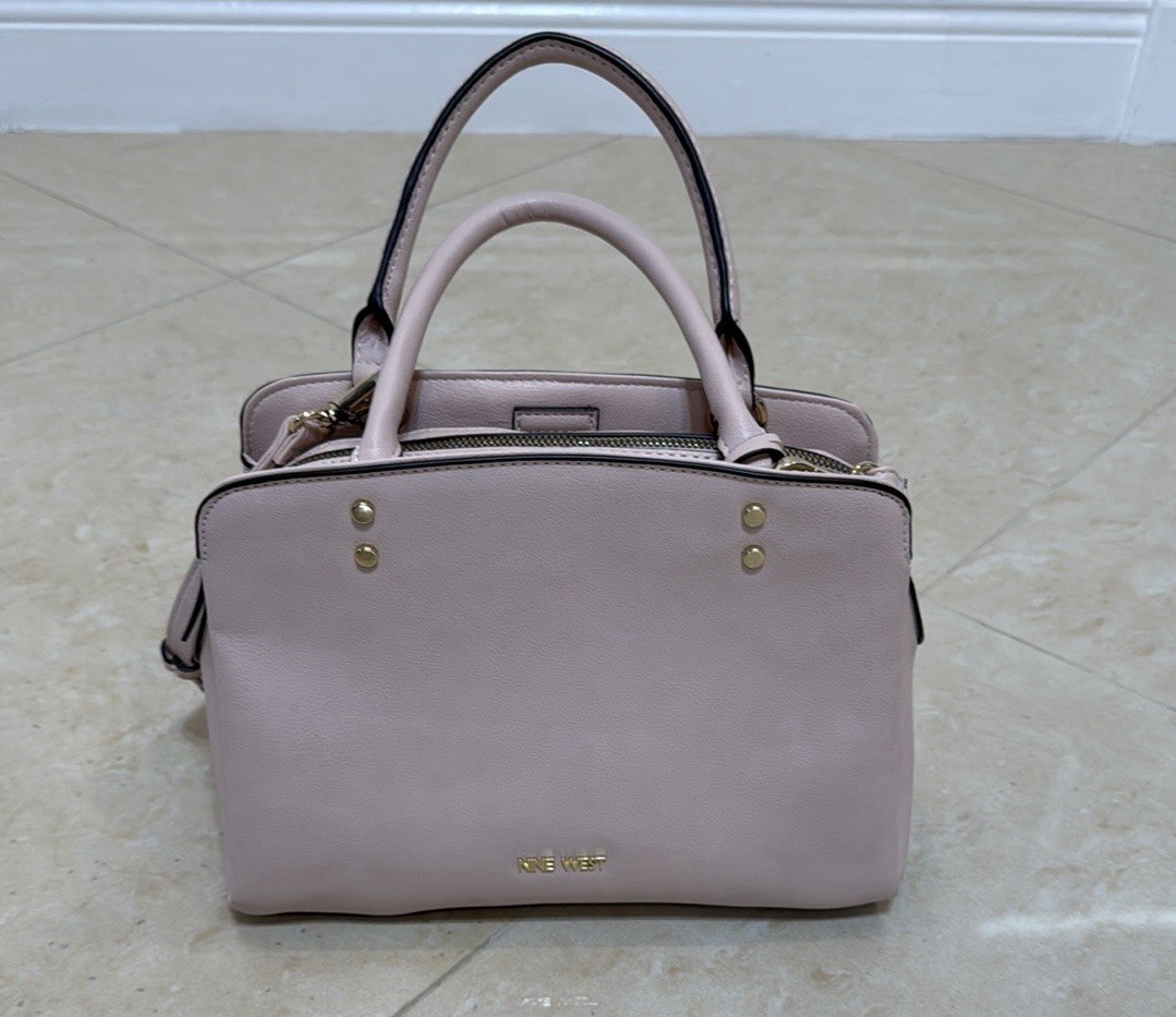 Nine West Women's Crossbody Bag Handbag Pink Satchel With Gold