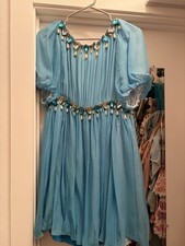 Dolce & Gabbana Blue Silk Chiffon Crystal Embellished Dress 44