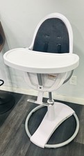 bloom fresco high chair, white with black charcoal seating, full recliner