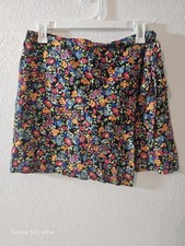 Wild Fable Multicolor Floral Wrap Short Skirt Tie Elastic Waist Size M