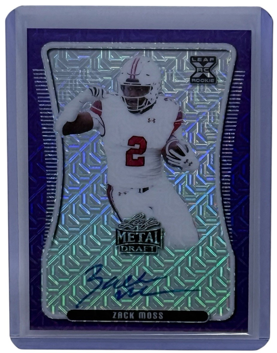 Zack Moss 2020 Leaf Metal Draft Autograph Purple Mojo /10 Rookie Card #BA-ZM1