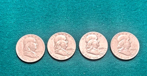 Lot Of 4 Franklin Half Dollars – 1951-S, 1952-S, 1953-S,  1954– 90% Silver