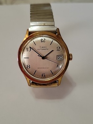 1980 Vintage Timex Viscount Automatic Date Mens Watch 35mm RUNS
