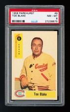 1958 Parkhurst #9 Toe Blake (Coach, Montreal Canadiens) PSA 8 with MINT corners