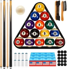 71pcs Pool Table Accessories Set with Balls Triangle Chalk, Spot Stickers, Brush