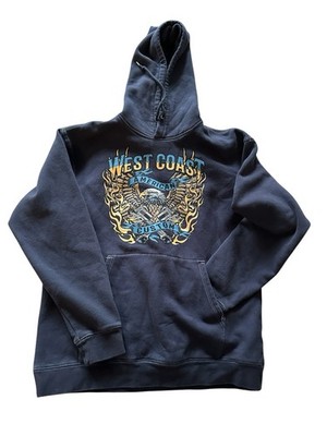 West Coast Motorcycle Pullover  Hoodie Dark Blue Size L
