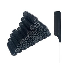 36PCS Heatless Hair Curlers Set - DIY Small Self Grip Rollers Rat Tail Comb fo